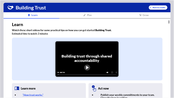 Screenshot of the Growth Navigator interface showing an integrated learning video.